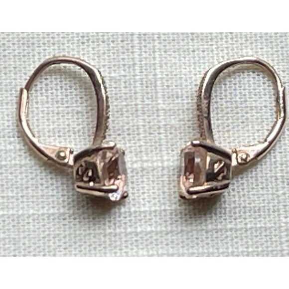 Bella Luce Style 925 Rose Vermeil Leverback Earrings Pink & White CZ TW 2.59 G - Picture 5 of 8